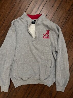 Alabama Men's Gray Quarter-Zip Sweatshirt with Crimson Logo
